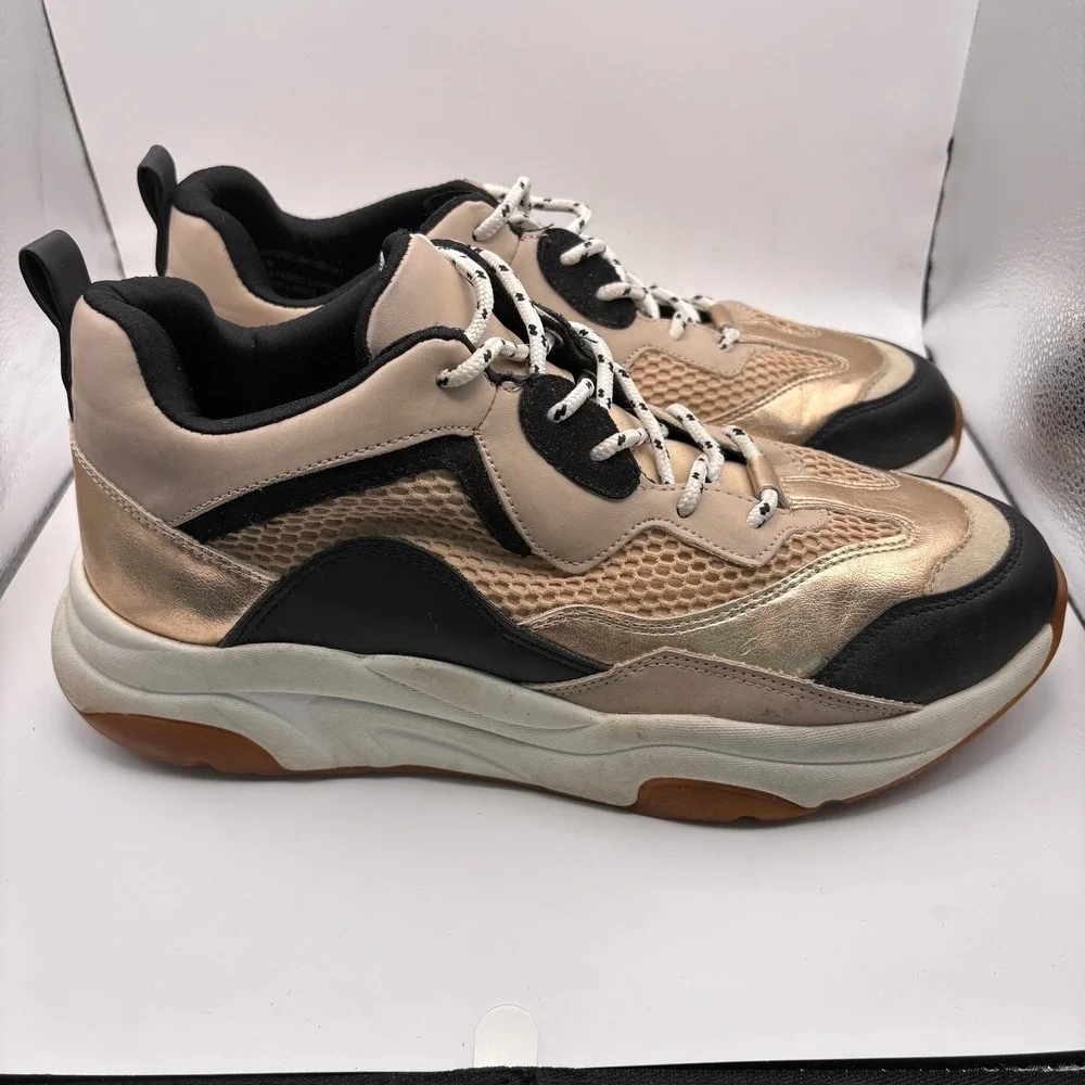 Steve Madden Antonio Mens Chunky Sneakers Gold Tan Black Mesh ANTOO-M1 Size 12M
